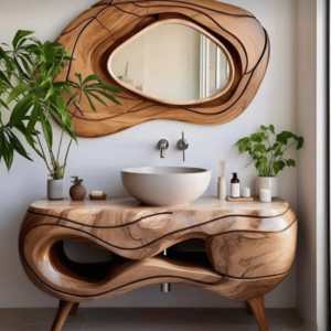 Wood Cabinet and Mirror Set Romeo "Unique Piece"