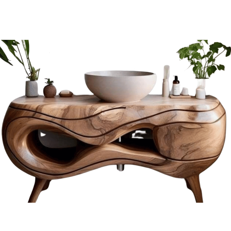 Wood Cabinet and Mirror Set Romeo "Unique Piece"
