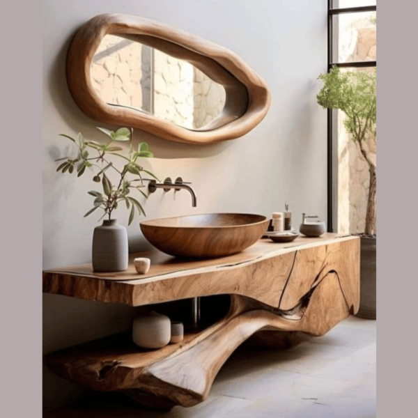 Wood Cabinet and Mirror set Blueza "Unique Piece" - Image 2