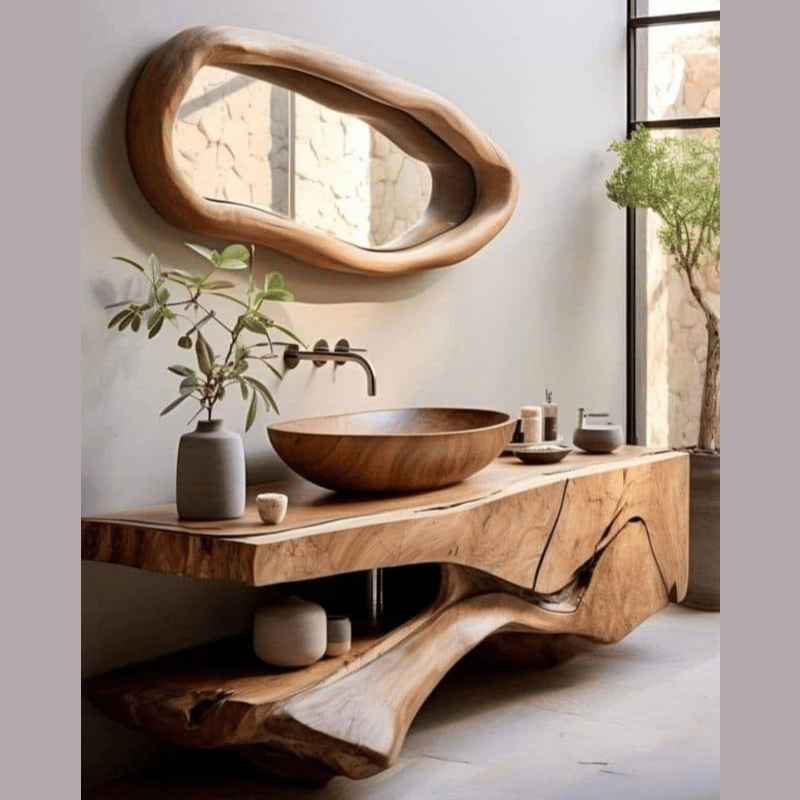 Wood Cabinet and Mirror set Blueza "Unique Piece"