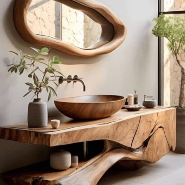 Wood Cabinet and Mirror set Blueza "Unique Piece"