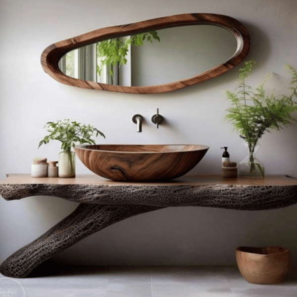 Wood Console and Mirror Set 3 "Unique Piece"