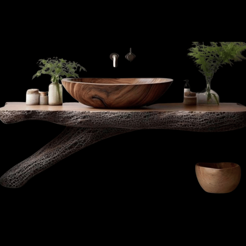 Wood Console and Mirror Set 3 "Unique Piece"
