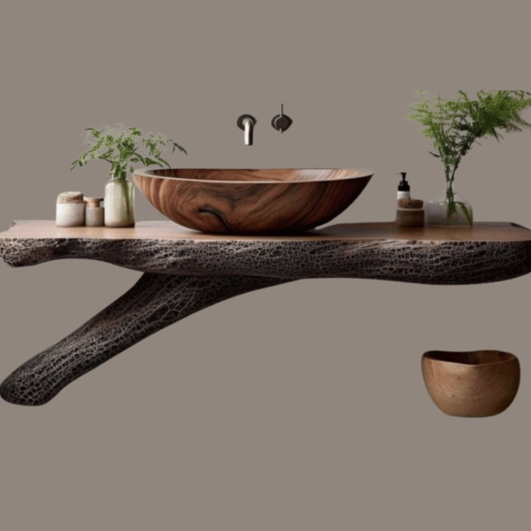 Wood Console and Mirror Set 3 "Unique Piece" - Image 4