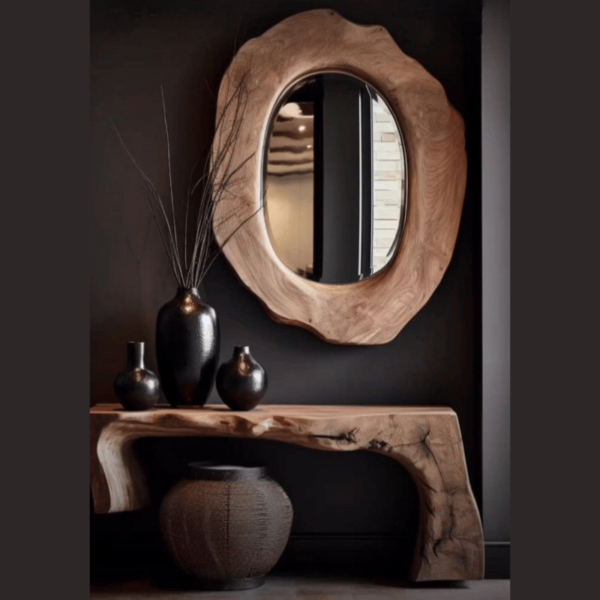 Wood Console and Mirror Set Lovina "Unique Pieces"