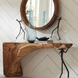 Wood Console and Mirror Set Softena "Unique Piece"