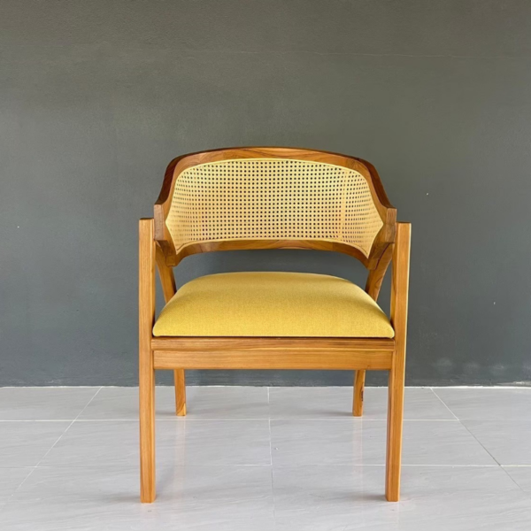Wood and Rattan Armchair Eloda