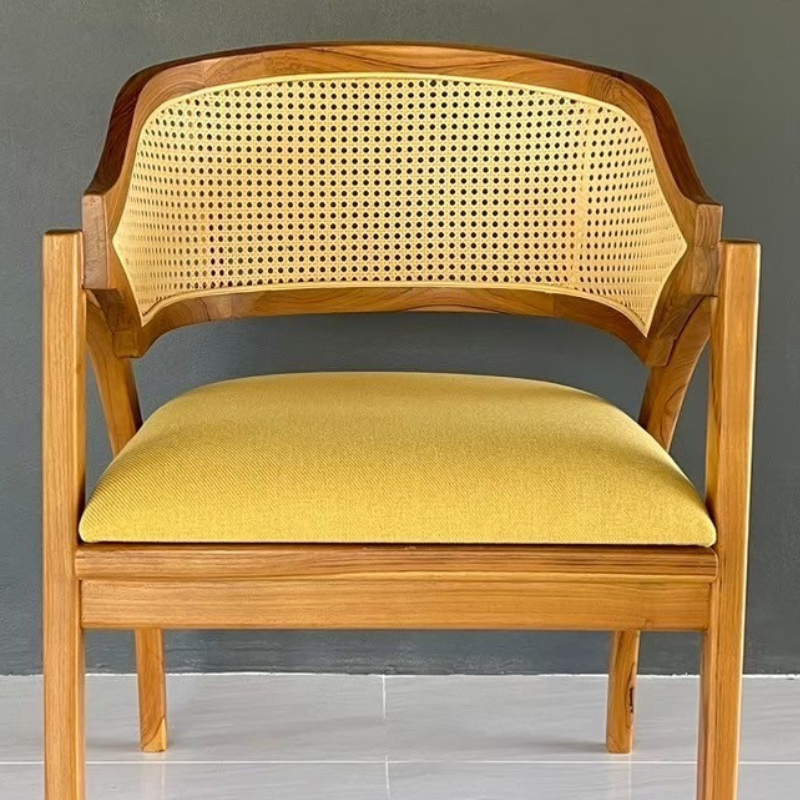 Wood and Rattan Armchair Eloda