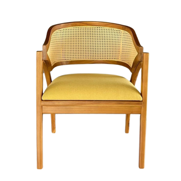 Wood and Rattan Armchair Eloda - Image 3